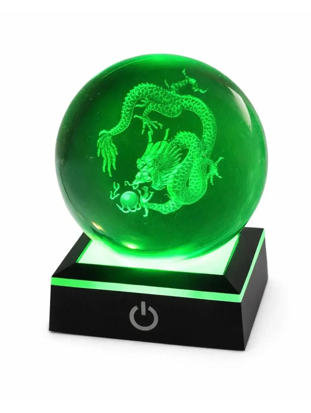 3D Dragon Ingraved Crystal Ball Night Light w/4 Steady Colors&Changing Color